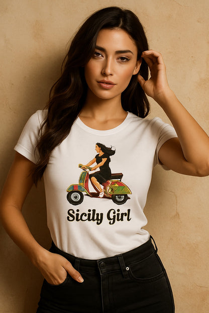 white T Shirts Sicily girl